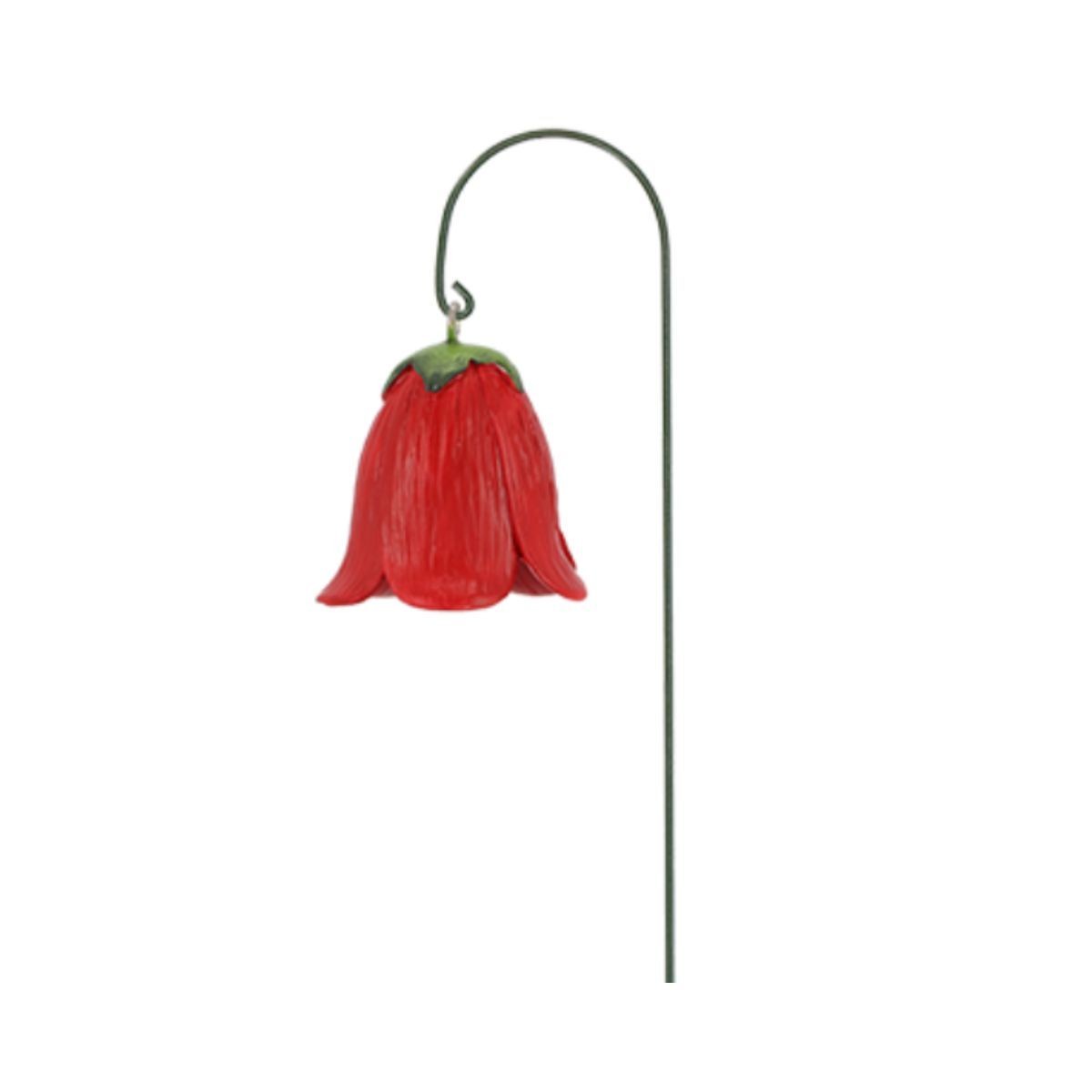 Decoratiune pentru ghiveci, rosie, din polirasina si fier, 38 cm Blossom