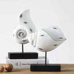 Decoratiune scoica alba din polirasina 22.5 cm Yazhi
