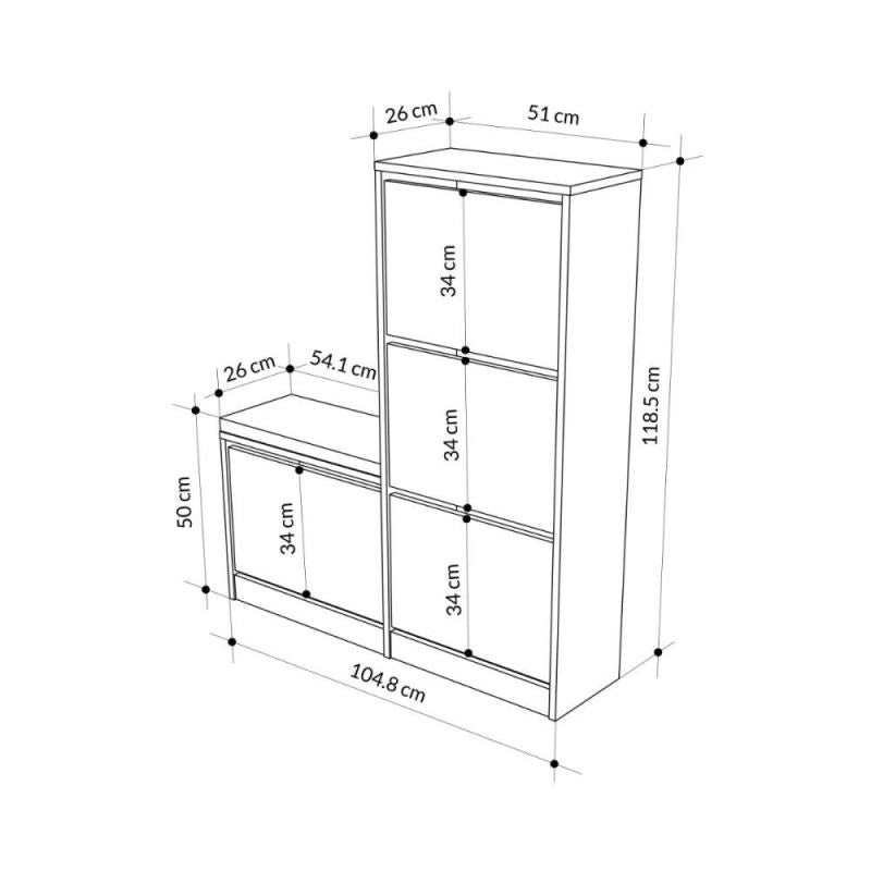 Dulap de pantofi alb din PAL melaminat 105x118 cm Dude Decortie