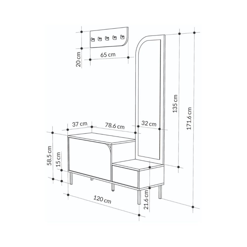 Dulap de pantofi alb din PAL melaminat 112x172 cm Mila Decortie