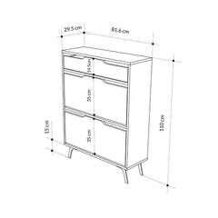 Dulap de pantofi gri antracit din PAL melaminat 110 cm Asta Decortie