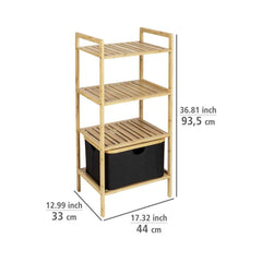 Etajera din bambus cu cos de depozitare din poliester, 93,5 cm, Ecori Wenko