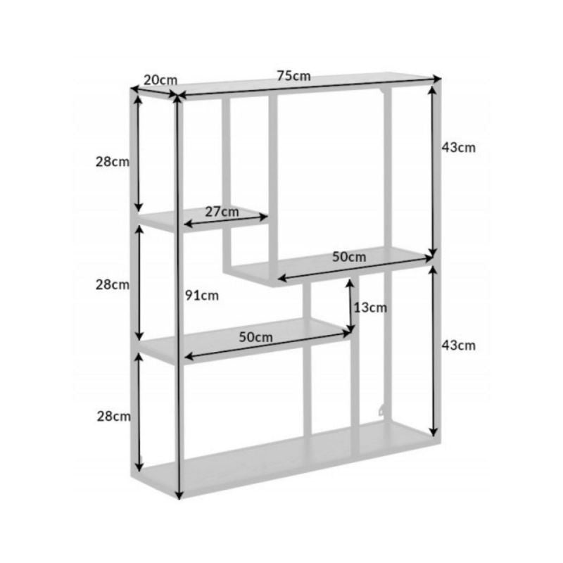 Etajera neagra Slim Line 90 cm Invicta