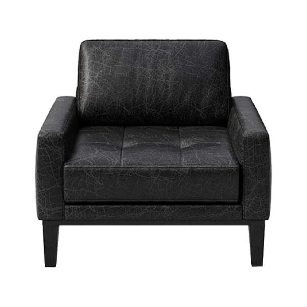 Fotoliu negru-vintage piele naturala Musso Tufted Mesonica