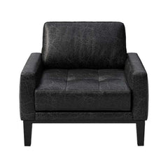 Fotoliu negru-vintage piele naturala Musso Tufted Mesonica