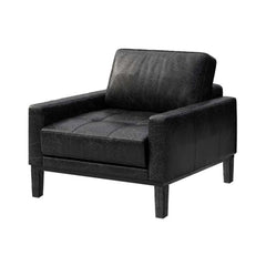 Fotoliu negru-vintage piele naturala Musso Tufted Mesonica