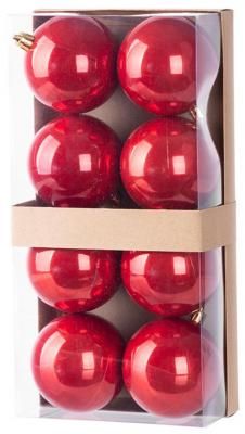 Globuri de Craciun MagicHome, 8 buc, 7 cm, rosu