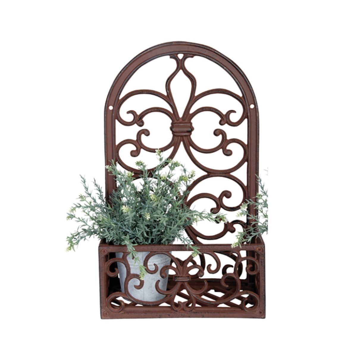 Jardiniera ruginie din otel turnat Window Half Round Esschert Design