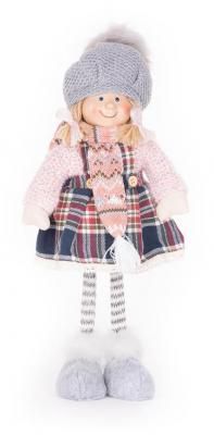 MagicHome, Figurina Fata in rochie carouri Craciun, 38 cm