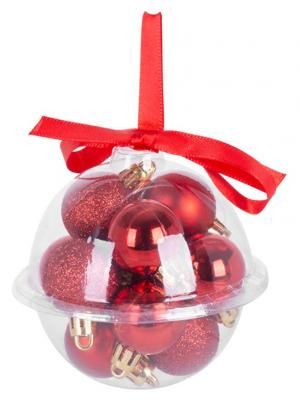 MagicHome Globuri de Craciun, set, 12 buc, 3 cm, rosu