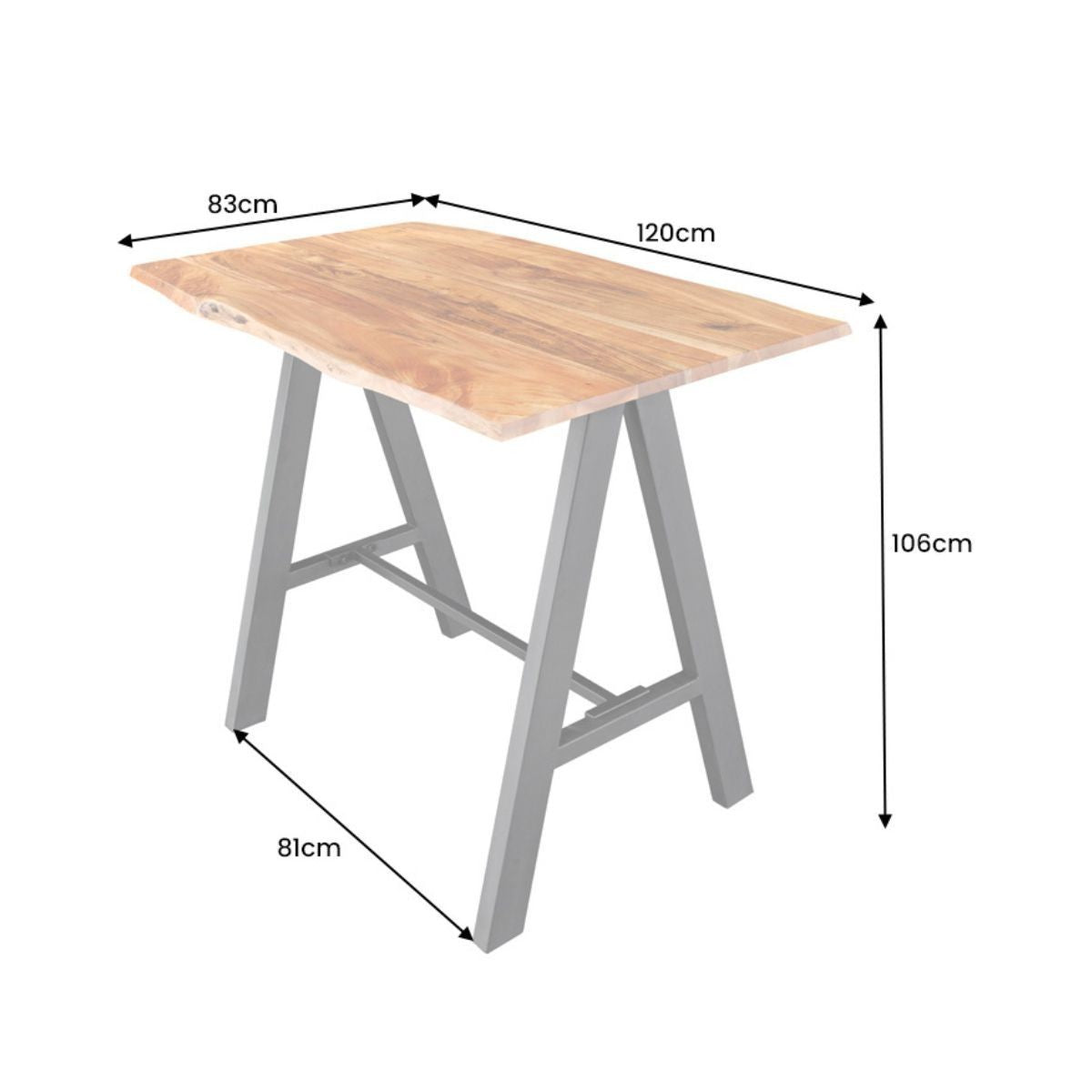 Masa de bar maro/negru 120 cm din lemn si metal Mammut Invicta