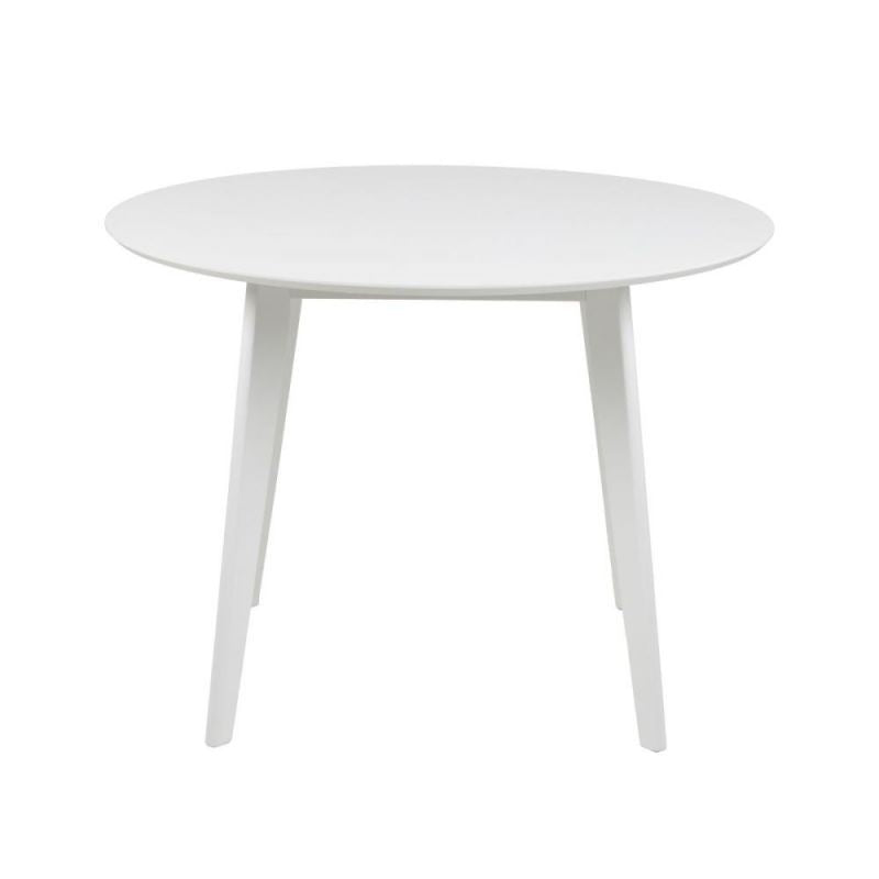 Masa de dining alba din MDF lacuit Ø105 cm Roxby Actona