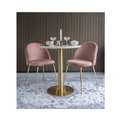 Masa de dining alb/auriu cu aspect de marmura din otel si MDF 70 cm Bolzano House Nordic