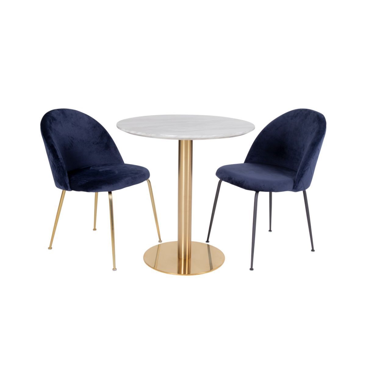 Masa de dining alb/auriu cu aspect de marmura din otel si MDF 90 cm Bolzano House Nordic