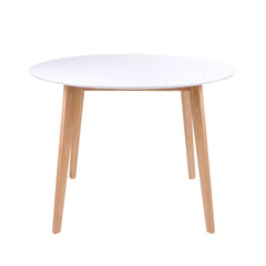 Masa de dining alb/maro din MDF si lemn de hevea 105 cm Vojens House Nordic