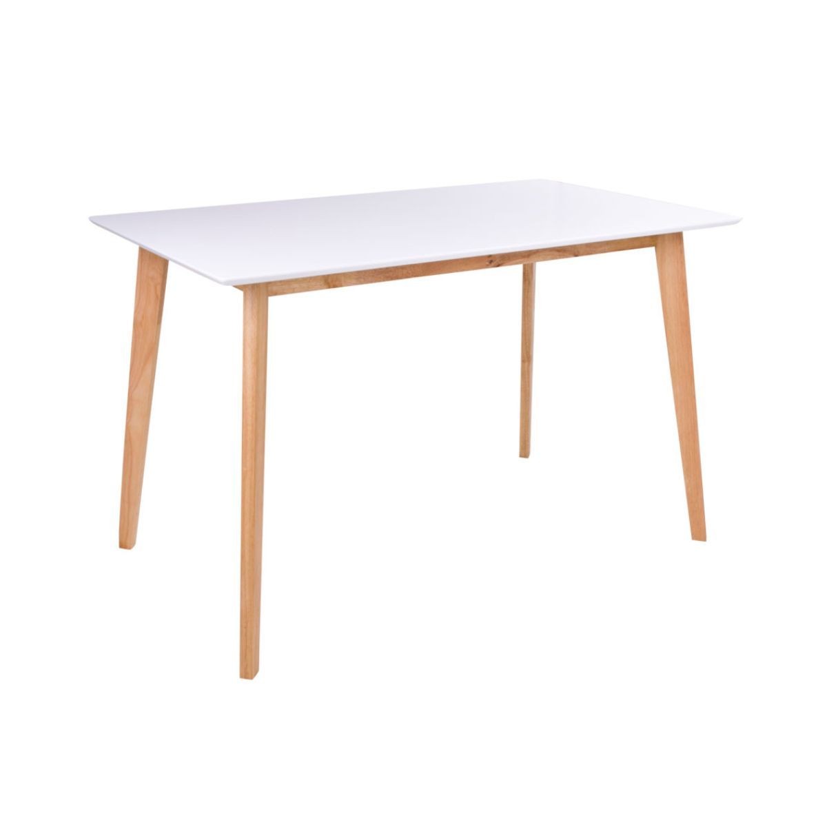 Masa de dining alb/maro din MDF si lemn de hevea 120 x 70 cm Vojens House Nordic