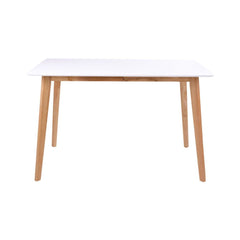 Masa de dining alb/maro din MDF si lemn de hevea 120 x 70 cm Vojens House Nordic