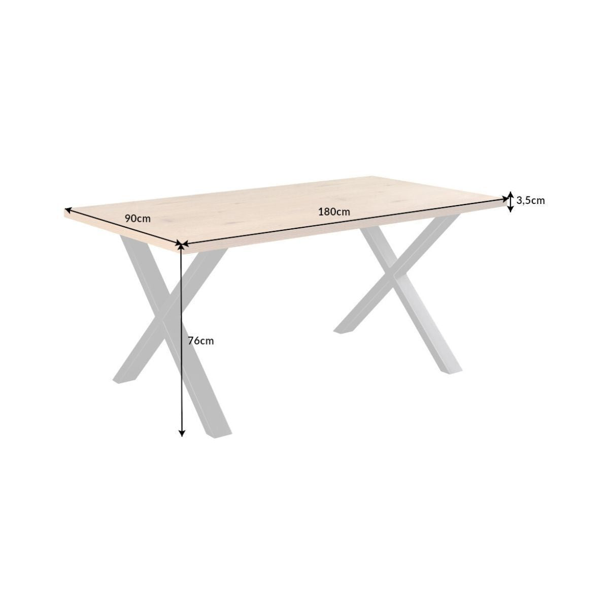 Masa de dining cu aspect de stejar, picioare in X Loft 180 cm Invicta