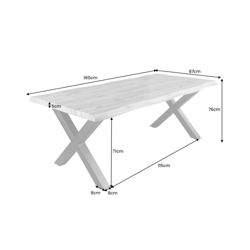 Masa de dining maro cu aspect de stejar, picioare in X Wild 160 cm Invicta