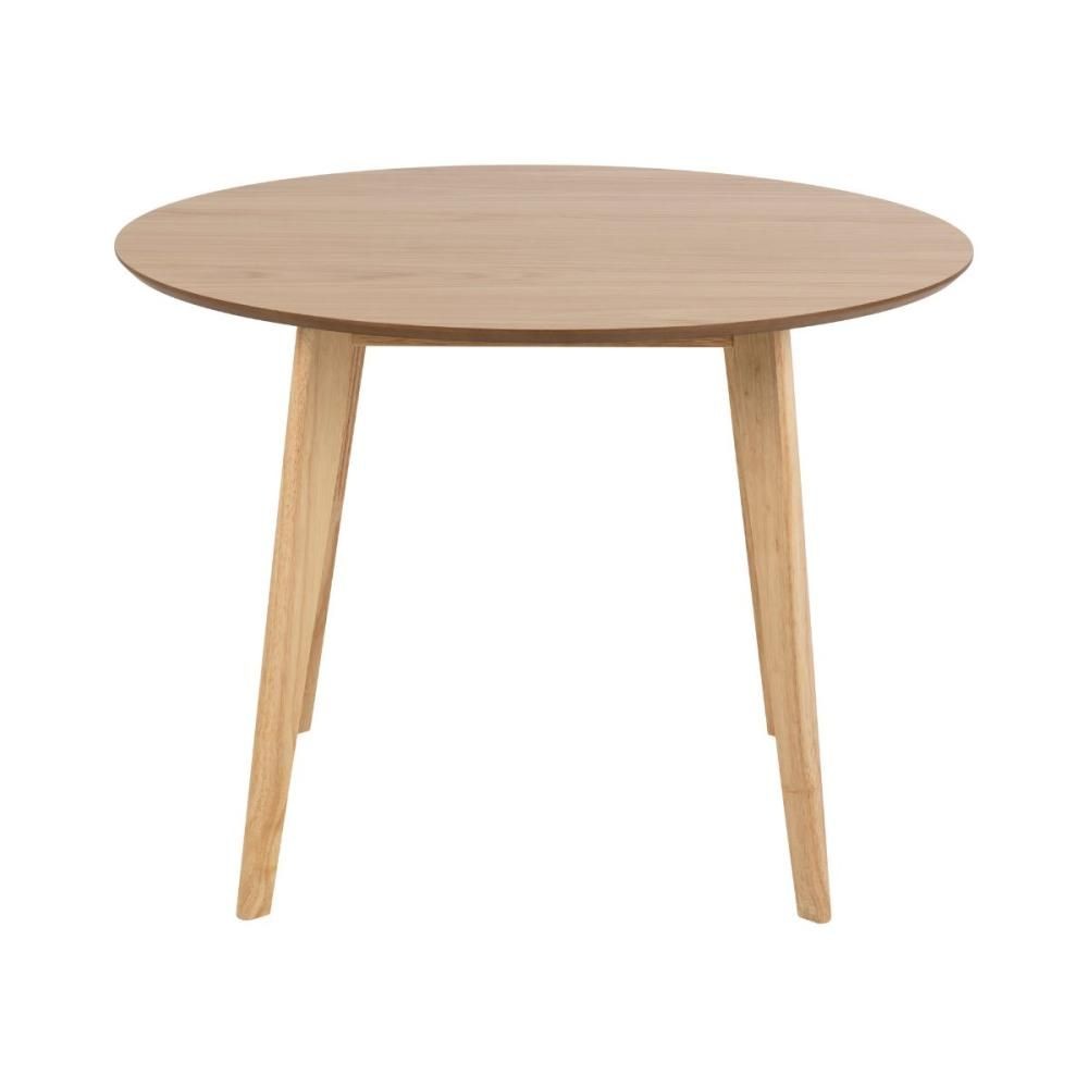 Masa de dining maro natural din lemn si MDF furniruit Ø105 cm Roxby Actona