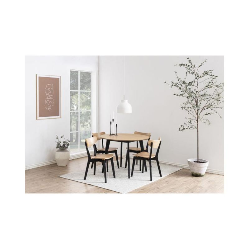 Masa de dining maro/negru din MDF furniruit Ø105 cm Roxby Actona