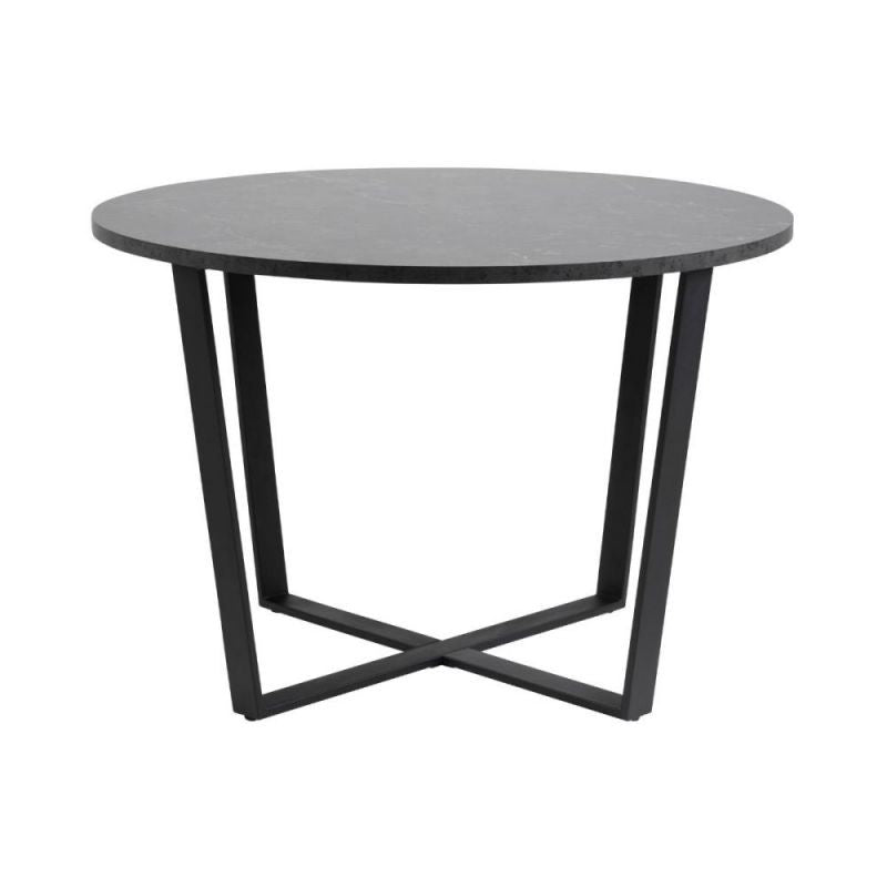 Masa de dining neagra din MDF melaminat si otel Ø110 cm Amble Actona