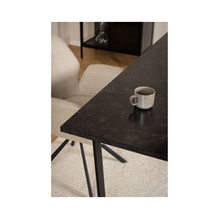 Masa de dining neagra din MDF melaminat si otel 160 cm Amble Actona