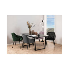 Masa de dining neagra din MDF melaminat si otel 160 cm Amble Actona