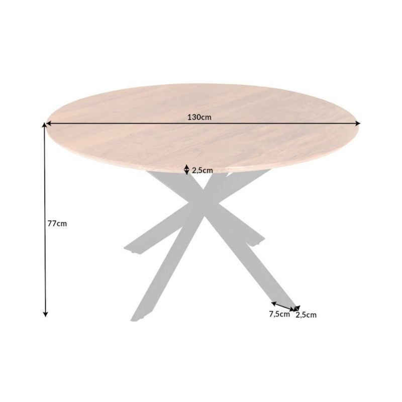 Masa de dining rotunda din lemn de accacia Galaxie Ø130 cm Invicta