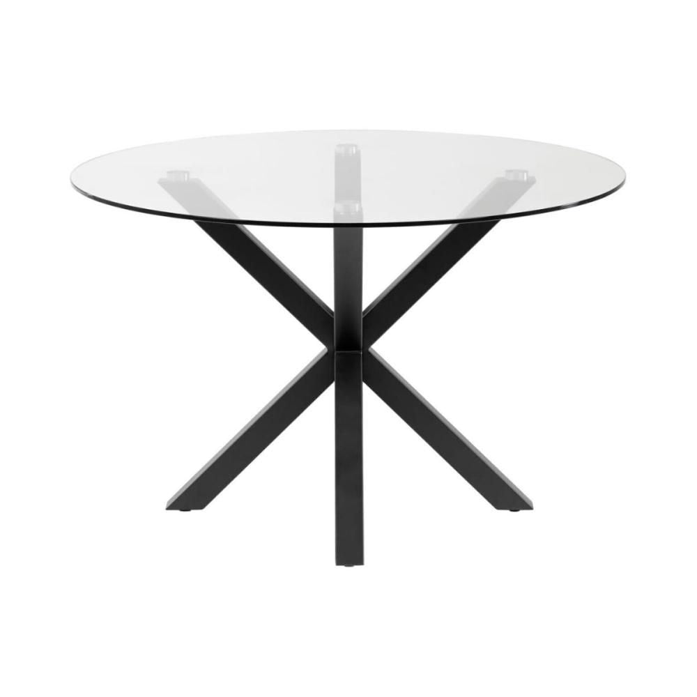 Masa dining rotunda cu cadru metalic  si blat din sticla securizata 120 cm diametru, 74 cm inaltime, T59