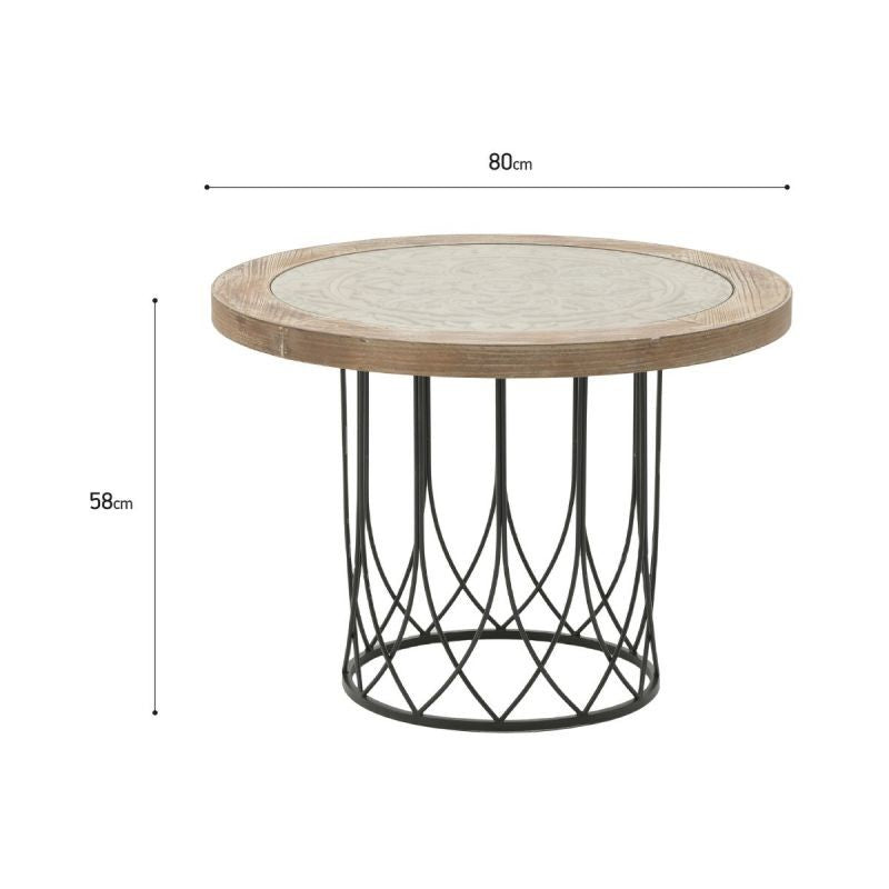 Masa de cafea maro/negru din lemn si metal Ø80X58 cm Exotique Inart