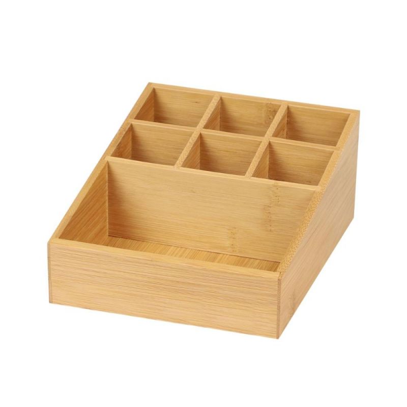 Organizator din bambus pentru cosmetice cu 7 compartimente 17 x 21 x 9 cm Bambou & Co