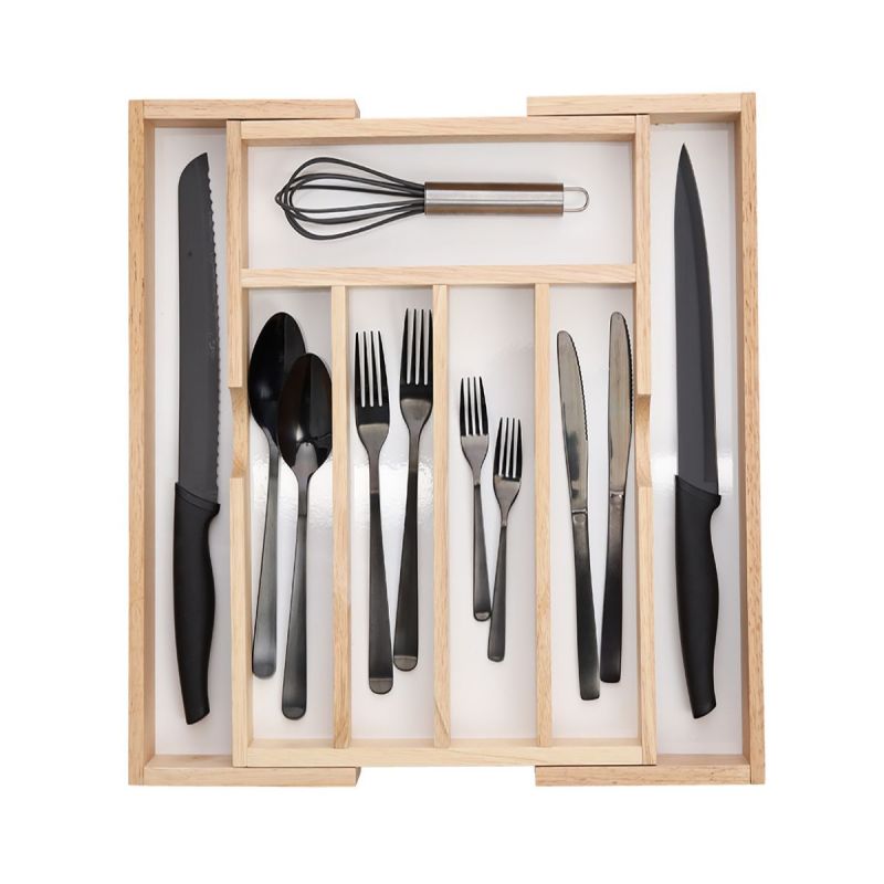 Organizator pentru tacamuri extensibil, maro, din lemn, 31.5-50 cm, Cutlery box Zeller