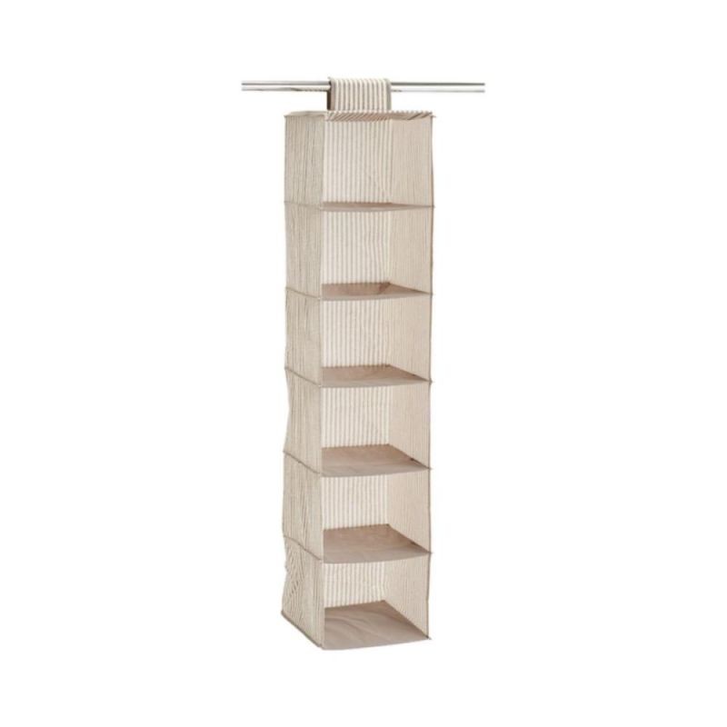 Organizator suspendat pentru dulap, 6 compartimente, bej din material textil Stripes Zeller