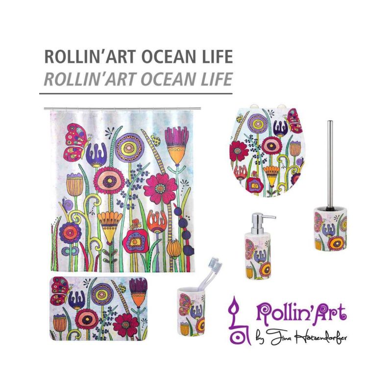 Perdea de dus multicolora din poliester Full Bloom Rollin Art Wenko