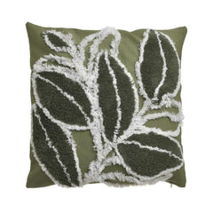 Perna decorativa verde/alb din poliester 45X45 cm Leaves Inart