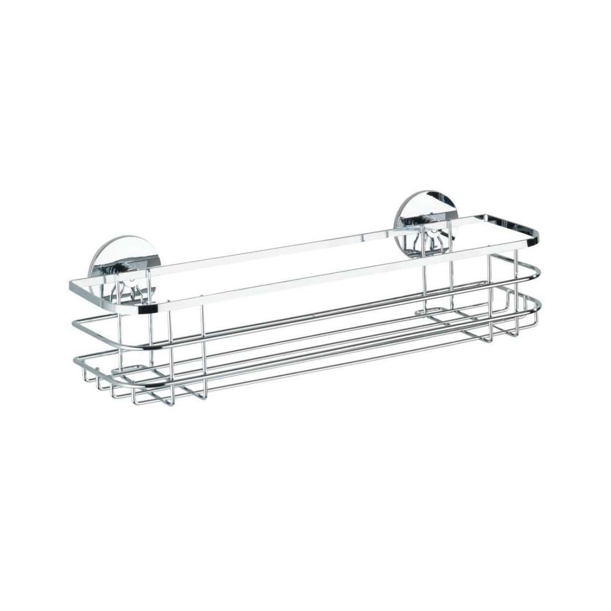 Polita argintie din inox pentru accesorii de baie 38 x 11 x 10,5 cm Maxi Wenko