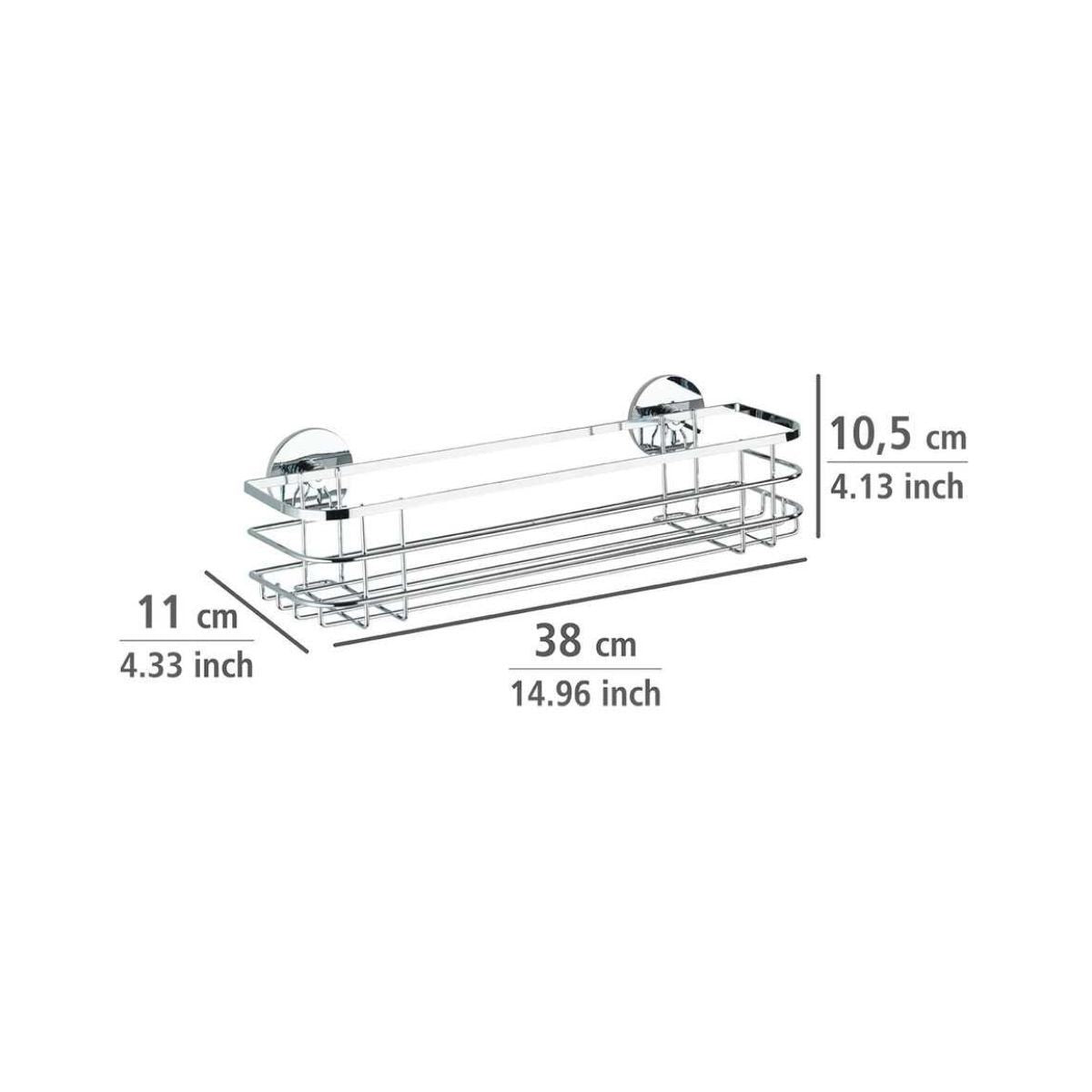 Polita argintie din inox pentru accesorii de baie 38 x 11 x 10,5 cm Maxi Wenko