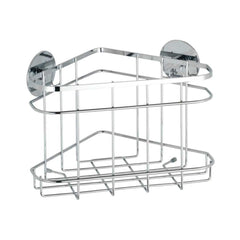 Polita de colt argintie din inox pentru accesorii de baie 22,5 x 17,5 x 15,5 cm, Edelstahl Wenko