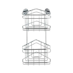 Polita de colt argintie din inox pentru accesorii de baie 22,5 x 47,5 x 15,5 cm, Edelstahl Wenko