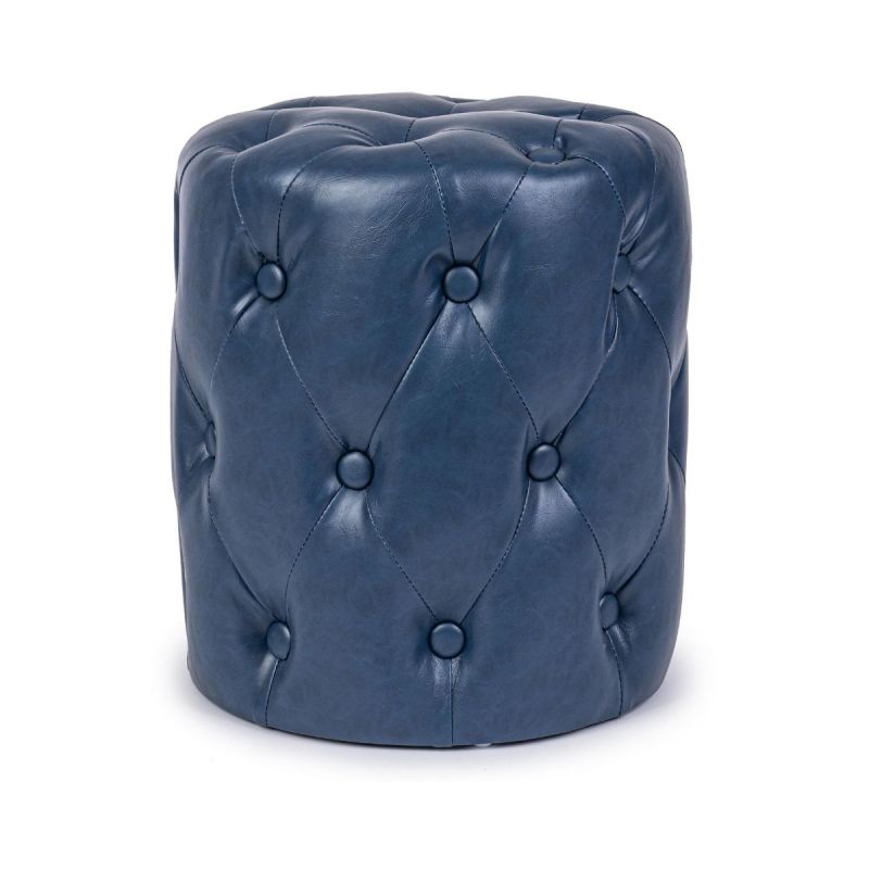 Pouf albastru din piele sintetica Ø34cm Batilda Bizzotto