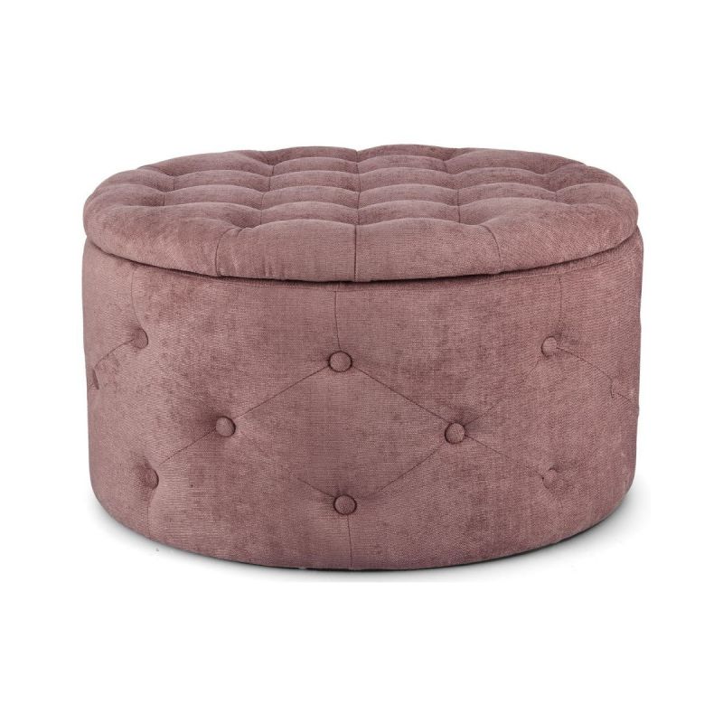 Pouf, roz inchis, din lemn de pin MDF si poliester, Ø 70 cm, Ernestine Bizzotto