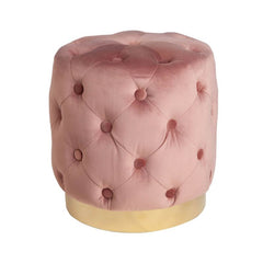 Pouf roz pal/auriu din catifea poliester Modern Barock Invicta