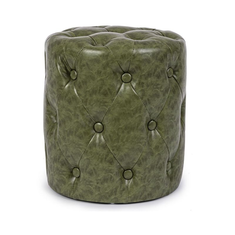 Pouf verde din piele sintetica Ø34cm Batilda Bizzotto