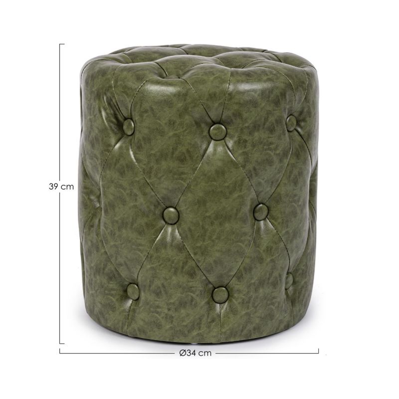 Pouf verde din piele sintetica Ø34cm Batilda Bizzotto