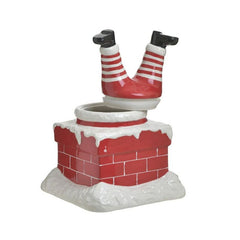 Recipient de depozitare alb/rosu ceramic 24X24X32 Chimney Santa Inart