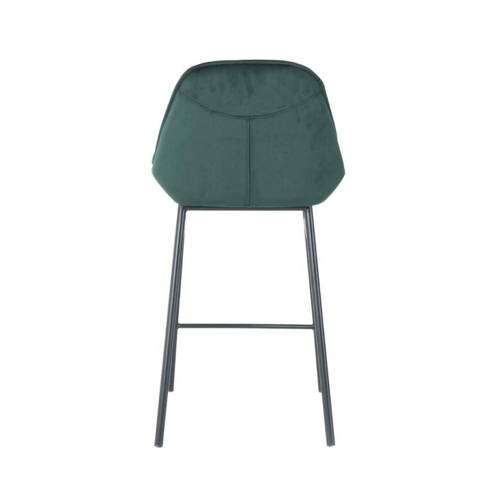 Scaun de bar cu cadru metalic fix si sezut textil din catifea de culoare verde smarald , 52x49x94.5 cm Y1851