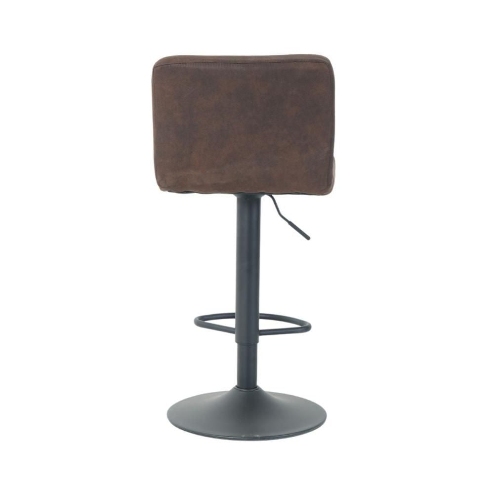Scaun de bar cu picior metalic reglabil pe inaltime si sezut rotativ din microfibra de culoare maro vintage, 40x40x104 cm A635