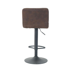 Scaun de bar cu picior metalic reglabil pe inaltime si sezut rotativ din microfibra de culoare maro vintage, 40x40x104 cm A635