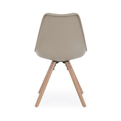 Scaun dining taupe din piele sintetica si lemn New Trend Bizzotto